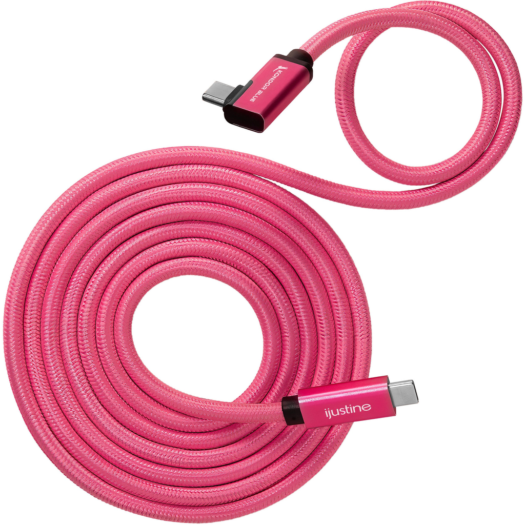 Kondor Blue iJustine Male USB-C 3.2 Gen 2 Right Angle Cable (6, Pink)