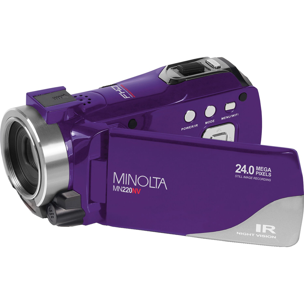 Minolta MN220NV Full HD Night Vision Camcorder with 16x Digital Zoom (Purple)