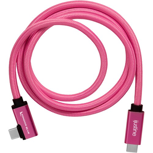Kondor Blue iJustine Male USB-C 3.2 Gen 2 Right Angle Cable (3', Pink)
