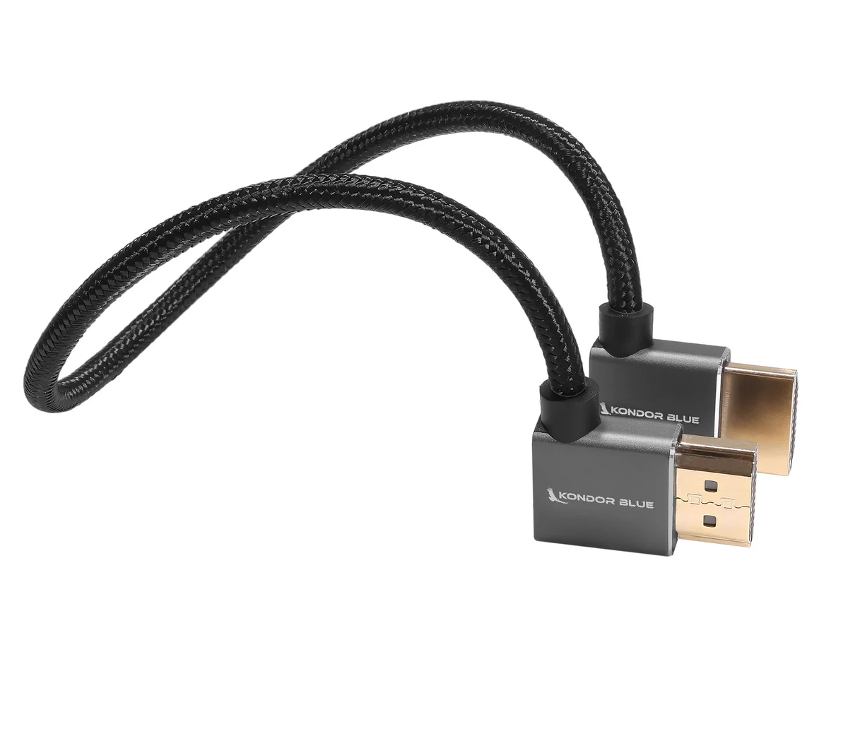 Kondor Blue 12-inch right-angle to left-angle HDMI Straight Cable (Black)