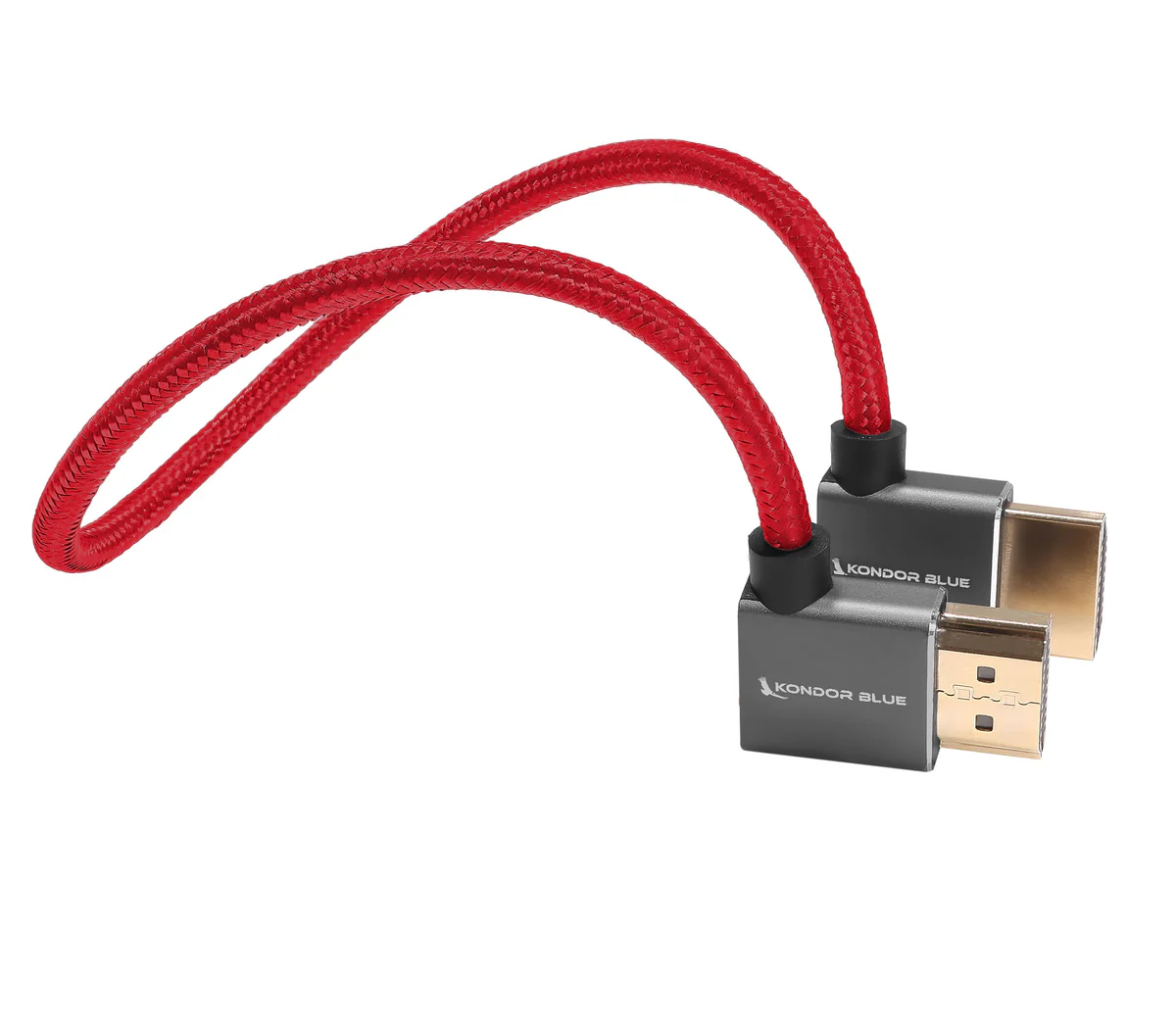 Kondor Blue 12-inch right-angle to left-angle HDMI Straight Cable (Red)