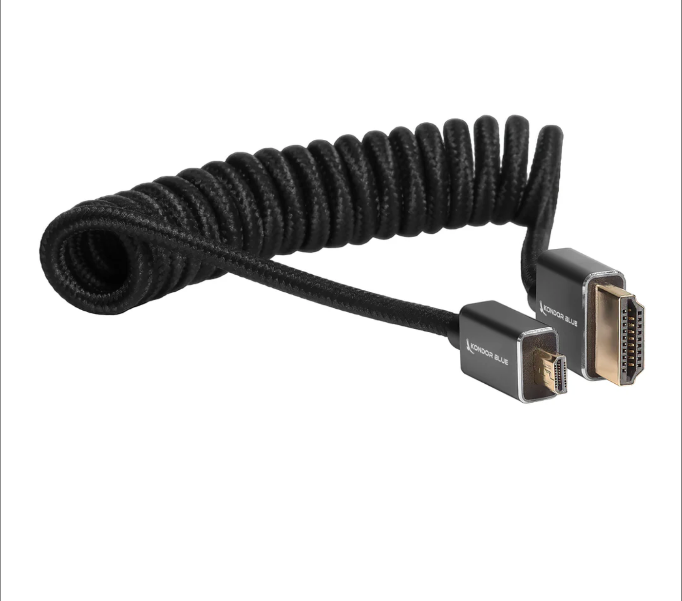 Kondor Blue Micro-HDMI to HDMI Cable - 12"-24" Braided Coiled