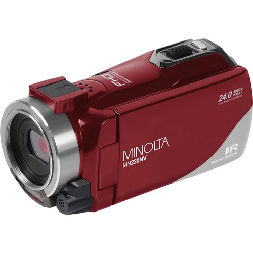Minolta MN220NV Full HD Night Vision Camcorder with 16x Digital Zoom (Red)