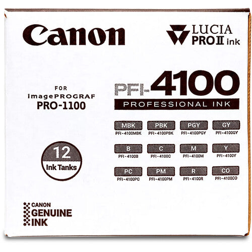 Canon PFI-4100 12-Cartridge Ink Set for imagePROGRAF PRO-1100 Printer
