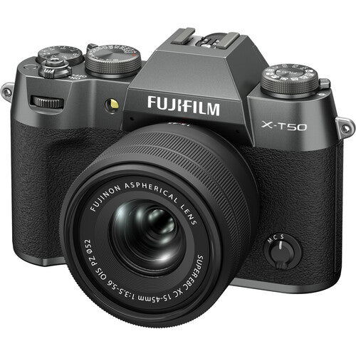 Shop FUJIFILM X-T50, CHARCOAL SILVER with XC15- 45mmF3.5-5.6 OIS PZ Lens Kit by Fujifilm at B&C Camera