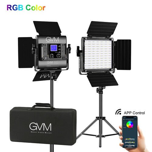 GVM 800D - RGB LED Studio 2 Video Light Kit - B&C Camera