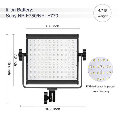 GVM 800D - RGB LED Studio 2 Video Light Kit - B&C Camera