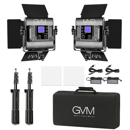 GVM 800D - RGB LED Studio 2 Video Light Kit - B&C Camera