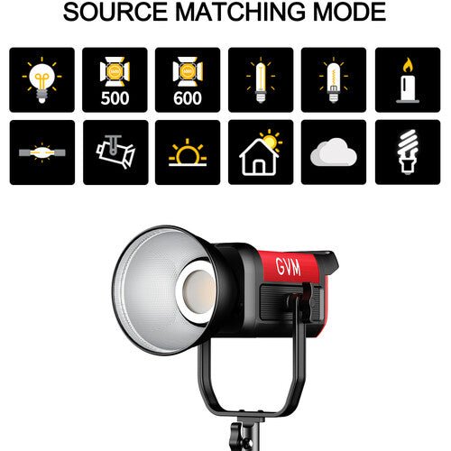 GVM Pro SD200B Bi - Color LED Video Spotlight COB Monolight with Lantern Softbox - B&C Camera
