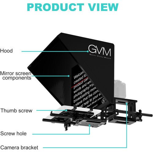 GVM Teleprompter T! - L for Tablets and Smartphones with Remote Control - B&C Camera