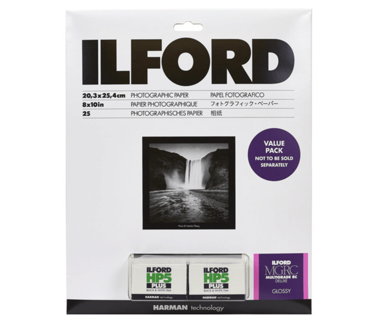 Ilford MULTIGRADE RC Deluxe Paper and HP5 Plus Value Pack (Glossy, 8 x 10", 25 Sheets) - B&C Camera