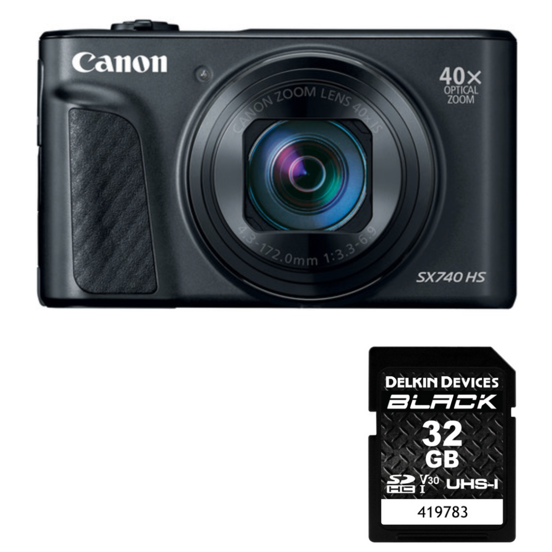 Canon PowerShot SX740 HS Digital Camera (Black) with Delkin Black Rugg