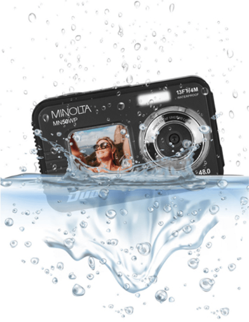 MINOLTA MN50WP Duo 48 MP Autofocus / 5K Ultra HD Waterproof Camera w/ Dual LCD (Black) - B&C Camera