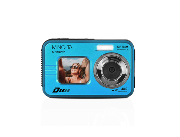 MINOLTA MN50WP Duo 48 MP Autofocus / 5K Ultra HD Waterproof Camera w/ Dual LCD (Blue) - B&C Camera