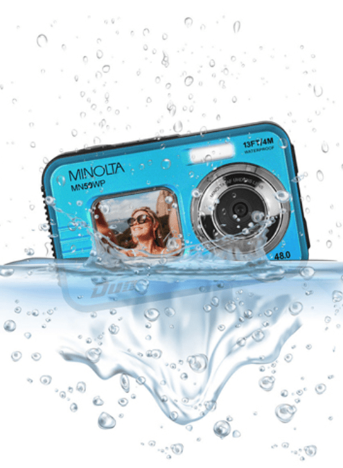 MINOLTA MN50WP Duo 48 MP Autofocus / 5K Ultra HD Waterproof Camera w/ Dual LCD (Blue) - B&C Camera