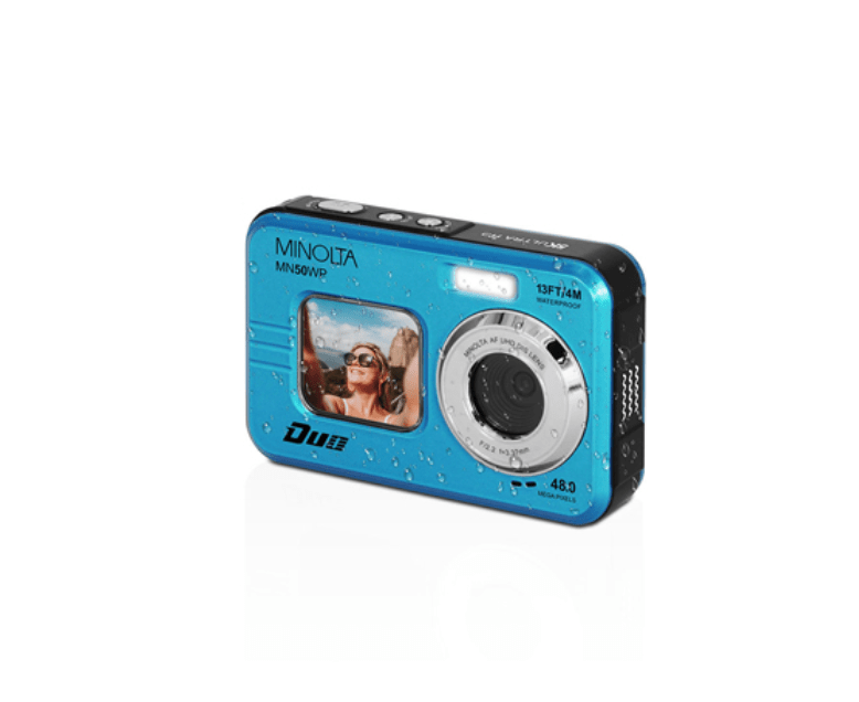 MINOLTA MN50WP Duo 48 MP Autofocus / 5K Ultra HD Waterproof Camera w/ Dual LCD (Blue) - B&C Camera