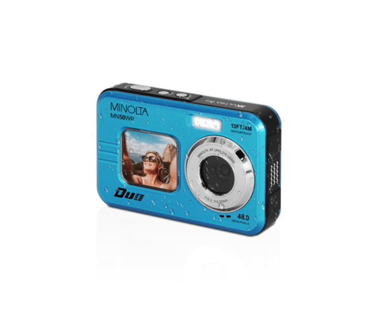 MINOLTA MN50WP Duo 48 MP Autofocus / 5K Ultra HD Waterproof Camera w/ Dual LCD (Blue) - B&C Camera