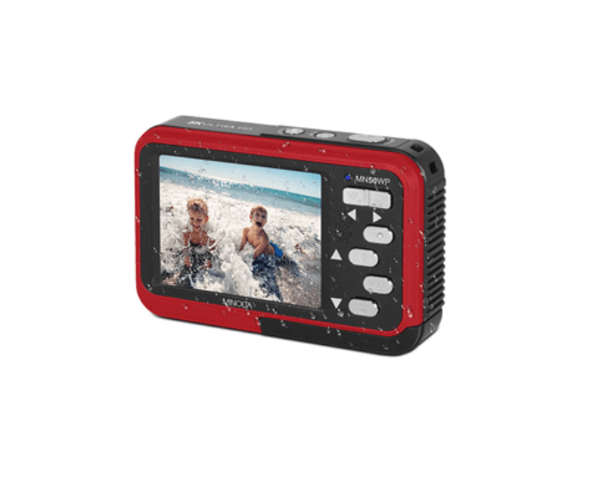 MINOLTA MN50WP Duo 48 MP Autofocus / 5K Ultra HD Waterproof Camera w/ Dual LCD (Red) - B&C Camera