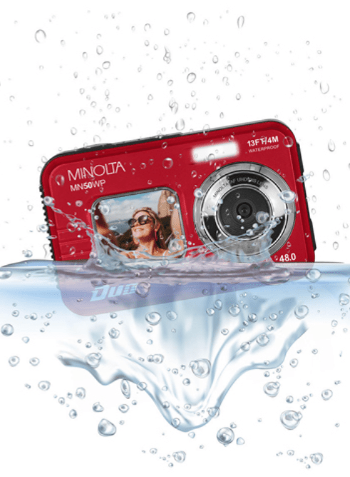 MINOLTA MN50WP Duo 48 MP Autofocus / 5K Ultra HD Waterproof Camera w/ Dual LCD (Red) - B&C Camera