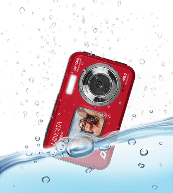 MINOLTA MN50WP Duo 48 MP Autofocus / 5K Ultra HD Waterproof Camera w/ Dual LCD (Red) - B&C Camera