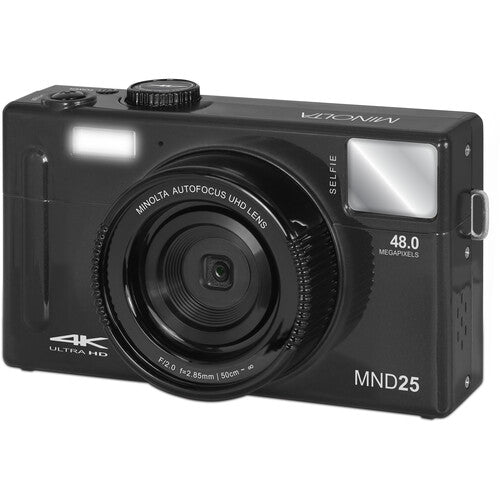 MINOLTA MND25 48 MP Autofocus / 4K Ultra HD Camera w/Selfie Mirror (Black) - B&C Camera