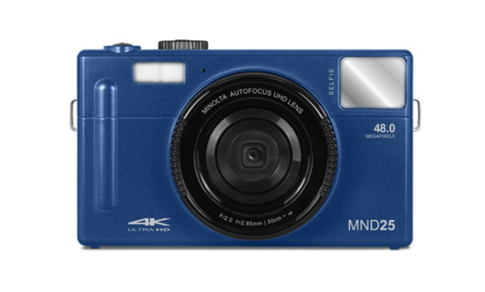 MINOLTA MND25 48 MP Autofocus / 4K Ultra HD Camera w/Selfie Mirror (Blue) - B&C Camera