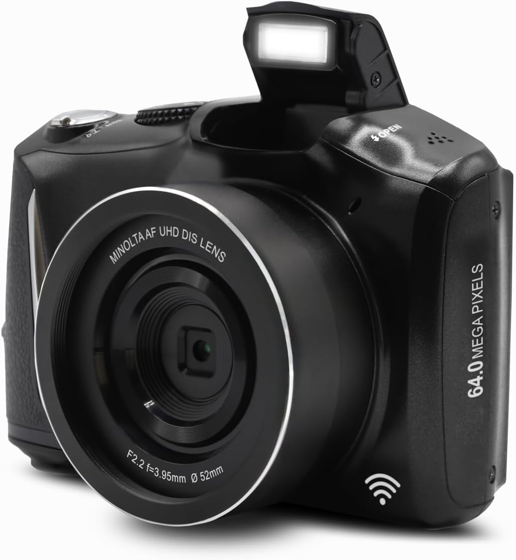 MINOLTA MND55 64 MP Autofocus / 4K Ultra HD Camera w/WiFi (Black) - No memory card - B&C Camera