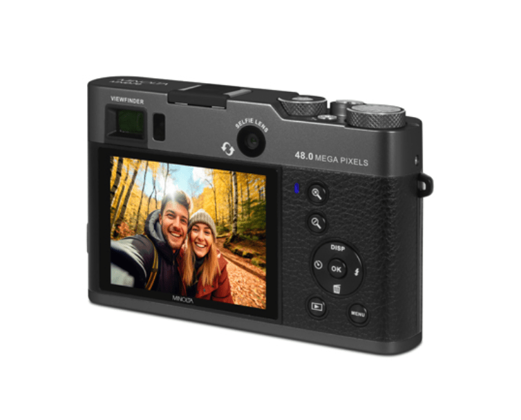 MINOLTA MND70 Retro 48 MP Autofocus / 5K Ultra HD Dual Lens Camera w/WiFi (Black) - B&C Camera