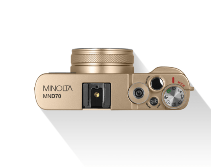 MINOLTA MND70 Retro 48 MP Autofocus / 5K Ultra HD Dual Lens Camera w/WiFi (Gold/Brown) - B&C Camera