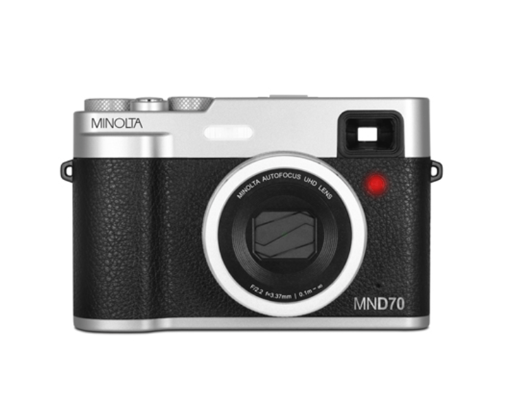 MINOLTA MND70 Retro 48 MP Autofocus / 5K Ultra HD Dual Lens Camera w/WiFi (Silver/Black) - B&C Camera