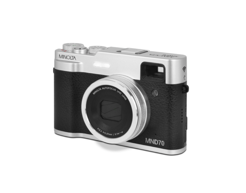 MINOLTA MND70 Retro 48 MP Autofocus / 5K Ultra HD Dual Lens Camera w/WiFi (Silver/Black) - B&C Camera