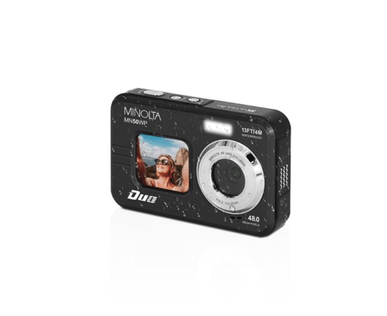 MINOLTA®MN50WP Duo 48 MP Autofocus / 5K Ultra HD Waterproof Camera w/ Dual LCD (Black) - No memory card - B&C Camera