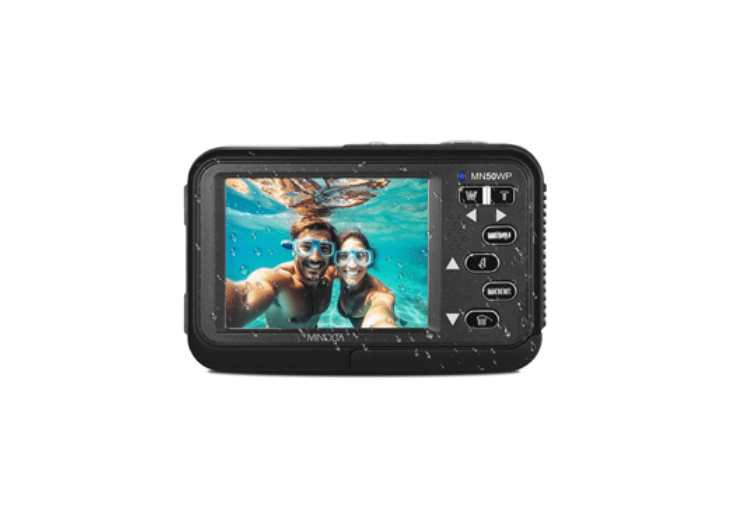 MINOLTA®MN50WP Duo 48 MP Autofocus / 5K Ultra HD Waterproof Camera w/ Dual LCD (Black) - No memory card - B&C Camera