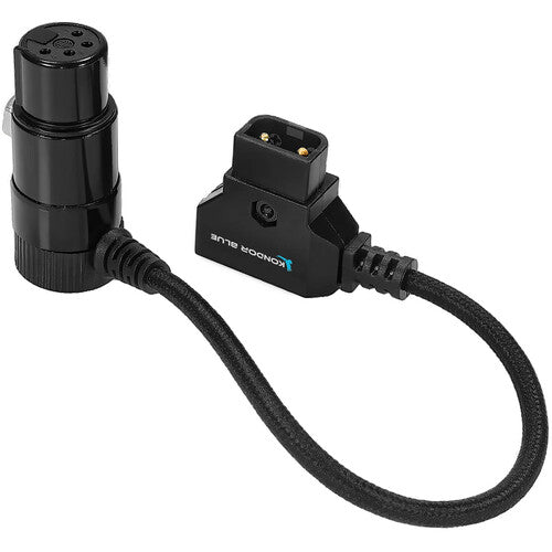 Kondor Blue Straight D-Tap Male to 4-Pin XLR Female Right-Angle Power Cable (6")