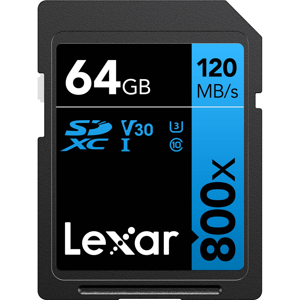 Lexar 64GB High-Performance 800x UHS-I SDXC Memory Card (BLUE Series, 2-Pack)