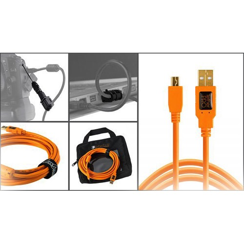 Shop Tether Tools Starter Tethering Kit with USB 2.0 Mini-B 5-Pin Cable (Orange) by Tether Tools at B&C Camera
