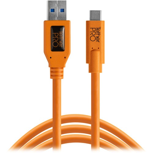 Tether Tools TetherPro USB Type-C Male to USB 3.0 Type-A Male Cable (15', Orange)