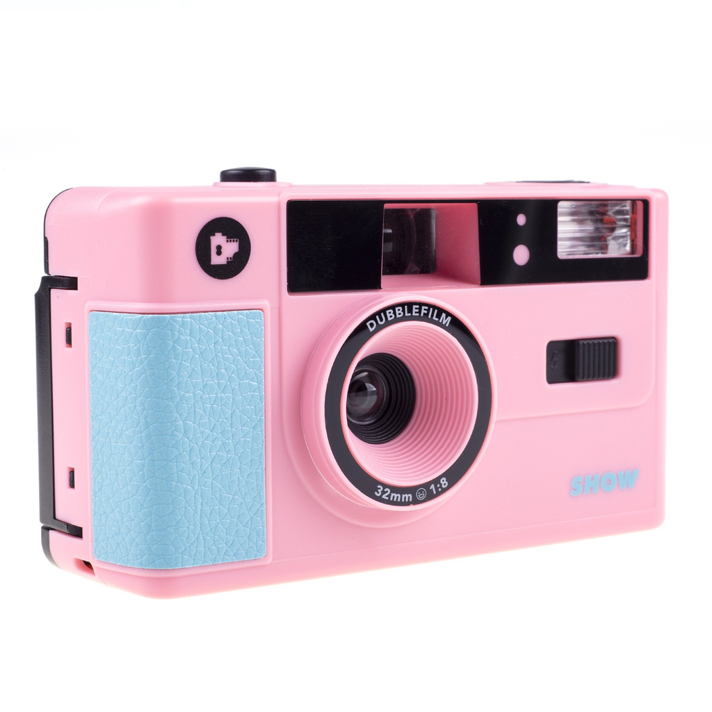 dubblefilm SHOW 35mm Reusable Flash Camera with Case and Neck Strap (Pink)