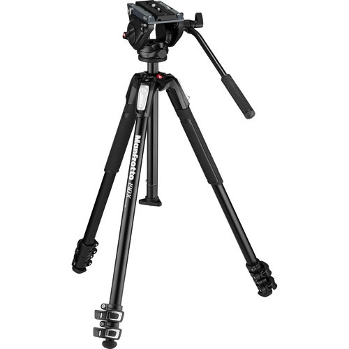 Manfrotto MT190X3 3-Section Aluminum Tripod with MVH500AH Fluid Head Hybrid Video Kit