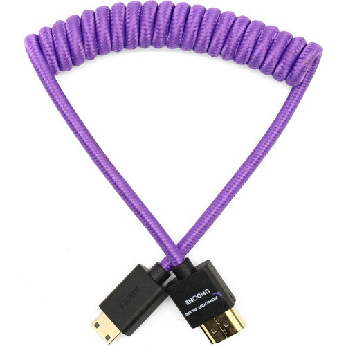 Kondor Blue Gerald Undone Braided Coiled High-Speed Mini-HDMI to HDMI Cable (Limited Purple Edition, 12 to 24")