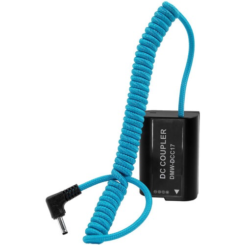 Kondor Blue DMW-BLK22 Dummy Battery to DC 1.35/3.5mm Coiled Cable (16 to 36")