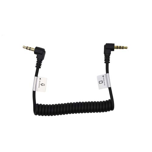 Promaster Audio Cable 3.5mm TRRS male right angle - 3.5mm TRS male right angle - 8 1/2" coiled