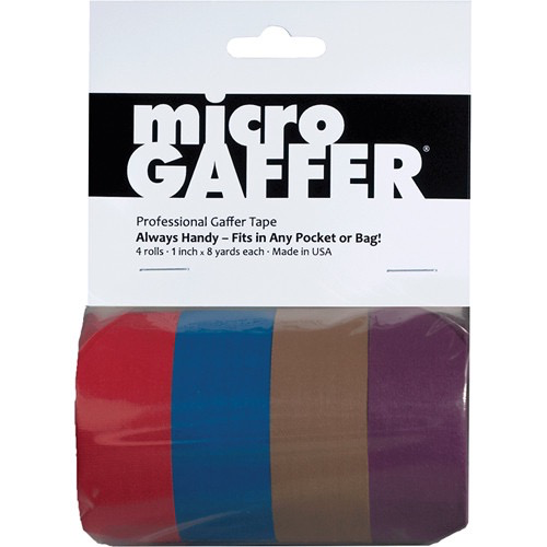 Visual Departures microGAFFER Compact Gaffer Tape, 4 Pack 1.0" x 24' (Red, Blue, Brown, Purple)