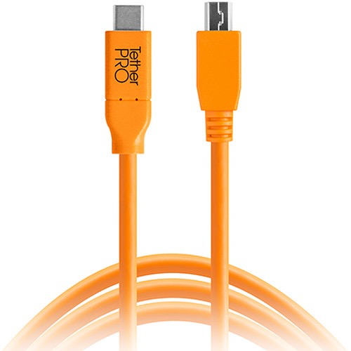 Tether Tools TetherPro USB Type-C Male to 5-Pin Micro-USB 2.0 Type-B Male Cable (15, Orange)