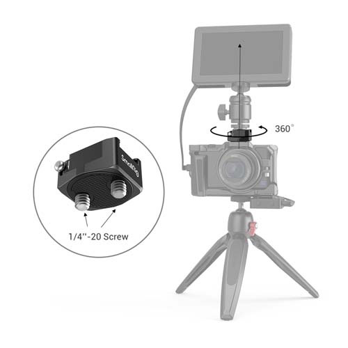 SmallRig Rotatable Cold Shoe Mount Adapter (Two 1/4"-20 Screws)