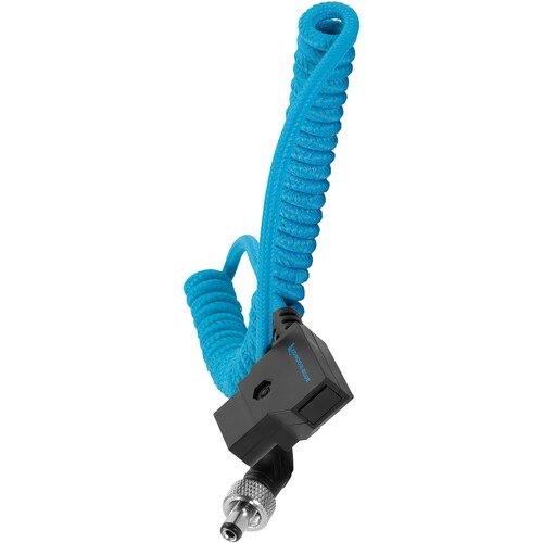 Kondor Blue Coiled D-Tap to Locking DC 2.5mm Right-Angle Cable (16 to 50")