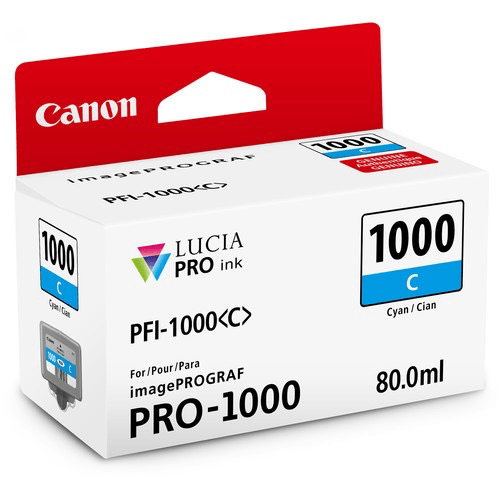 Shop Canon PFI-1000 C LUCIA PRO Cyan Ink Tank (80ml) by Canon at B&C Camera