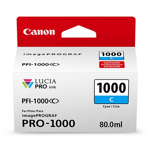 Shop Canon PFI-1000 C LUCIA PRO Cyan Ink Tank (80ml) by Canon at B&C Camera