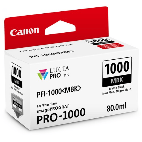 Shop Canon PFI-1000 MBK LUCIA PRO Matte Black Ink Tank (80ml) by Canon at B&C Camera