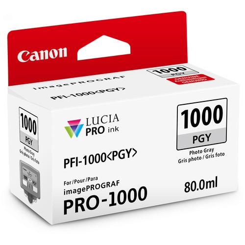 Shop Canon PFI-1000 PGY LUCIA PRO Photo Gray Ink Tank (80ml) by Canon at B&C Camera